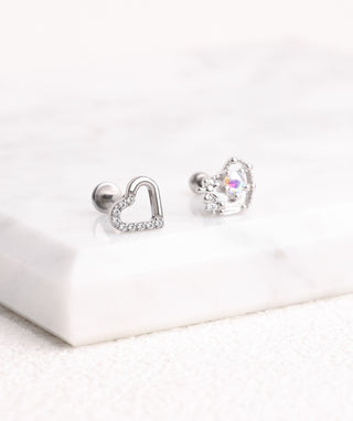 Titanium Hollow Heart Flatback Stud - OumoJewelry