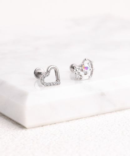 Titanium Hollow Heart Flatback Stud