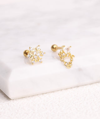 Star And Heart Chain Stud - OumoJewelry