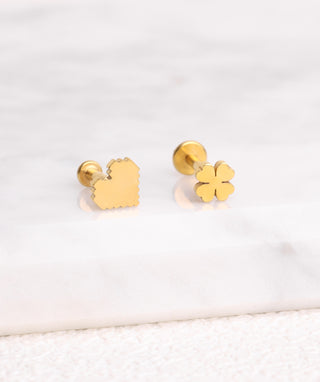 Lucky Leaf Clover Flatback Stud - OumoJewelry