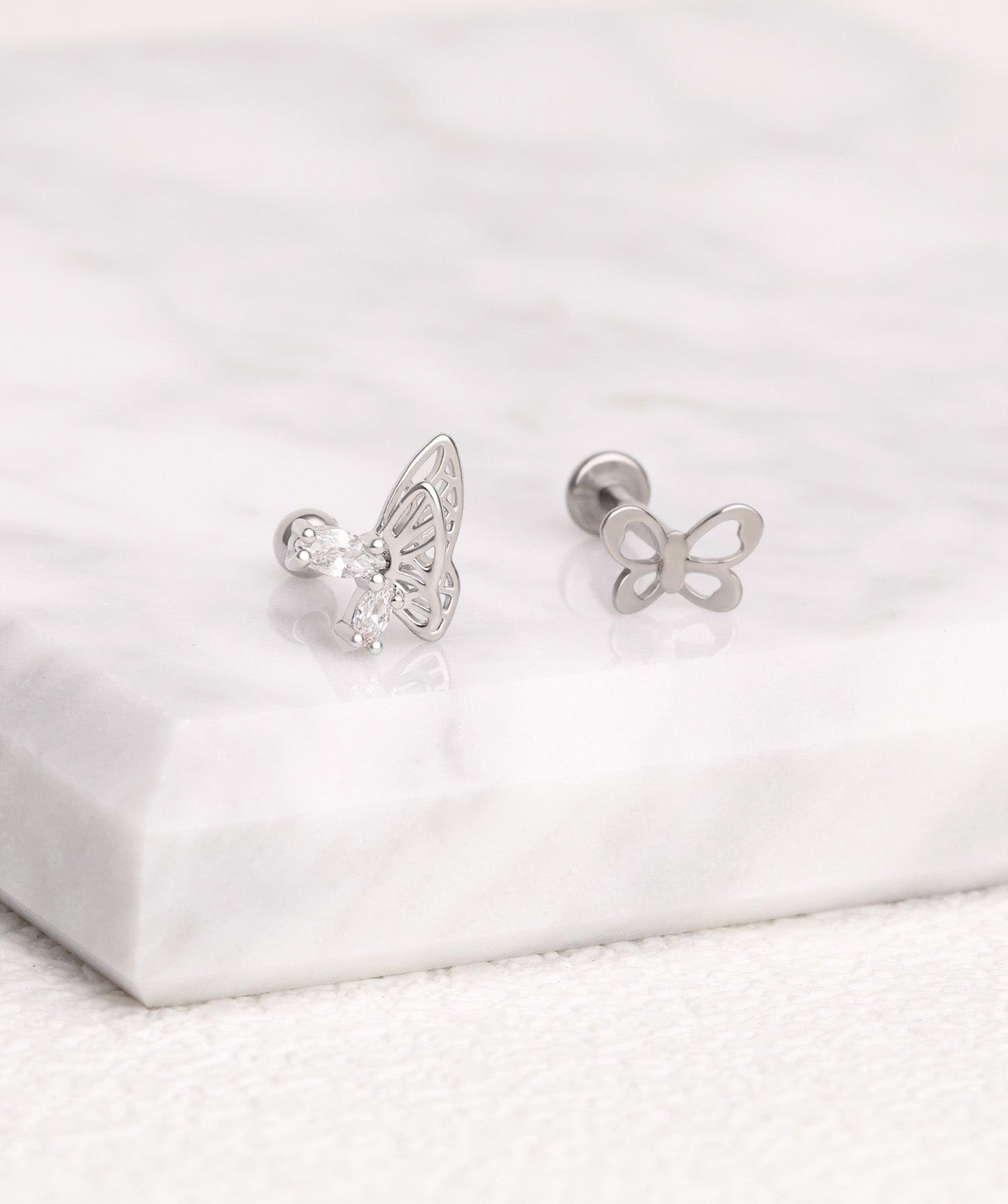 Delicate Textured Butterfly Stud