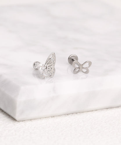 Delicate Textured Butterfly Stud