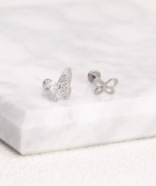 Titanium Cute Butterfly Flatback Stud - OumoJewelry
