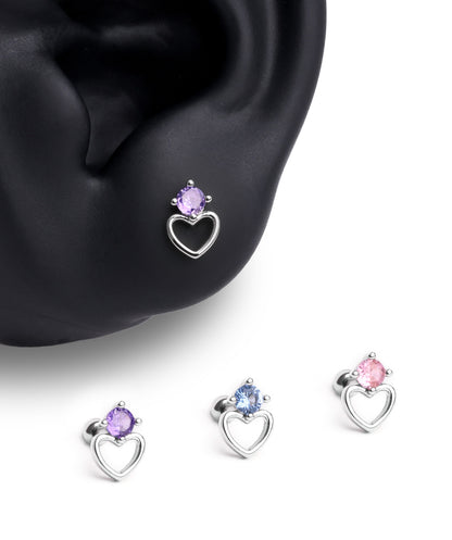 Charming Hollow Heart Stud