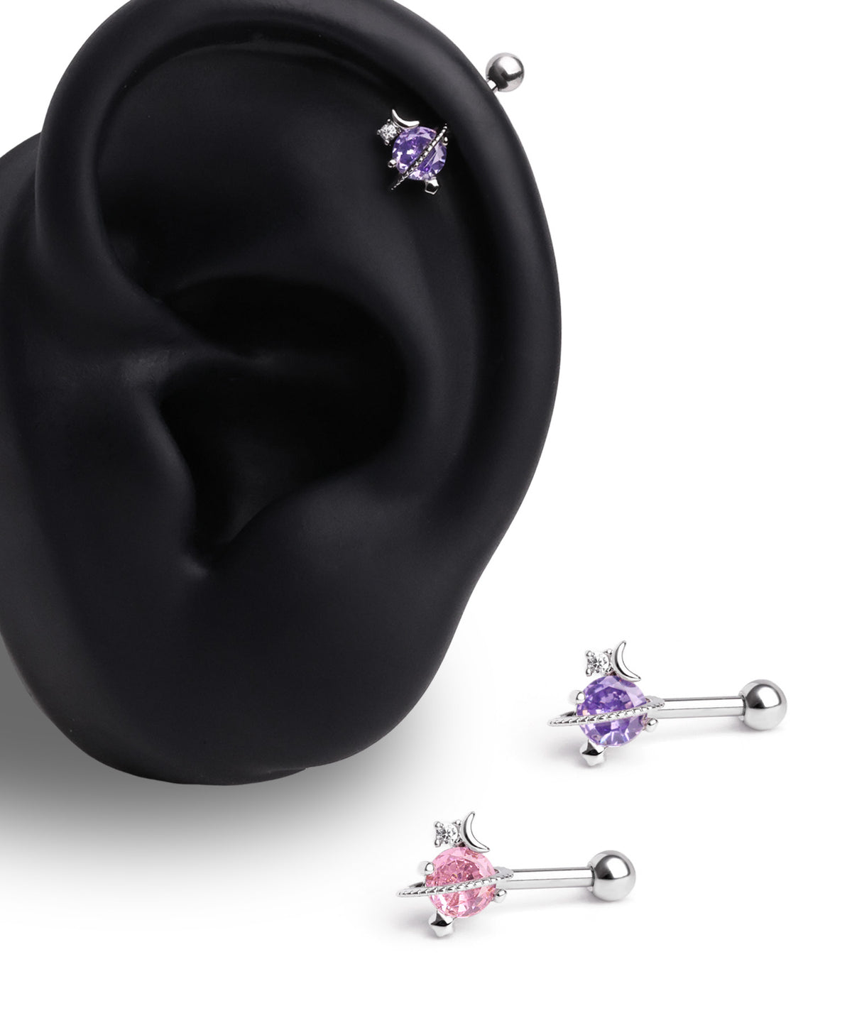 Planet Vertical Helix Stud - Stainless Steel - Vertical Helix - Oumo Jewelry