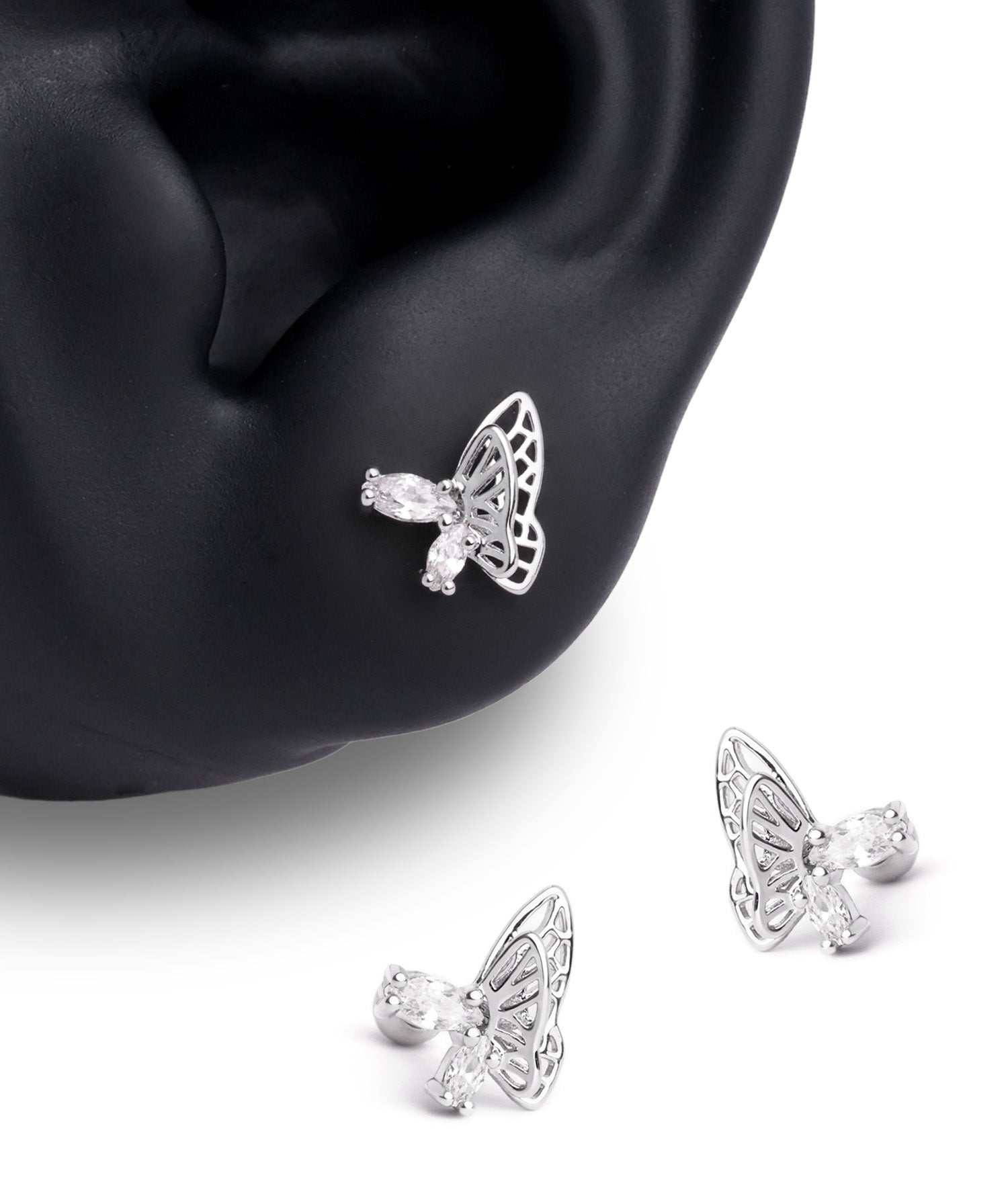 Delicate Textured Butterfly Stud