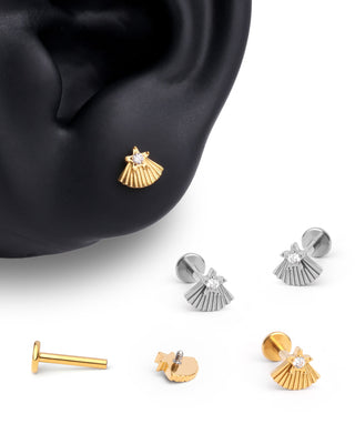 Titanium Fan-Shaped Star Flatback Stud - OumoJewelry