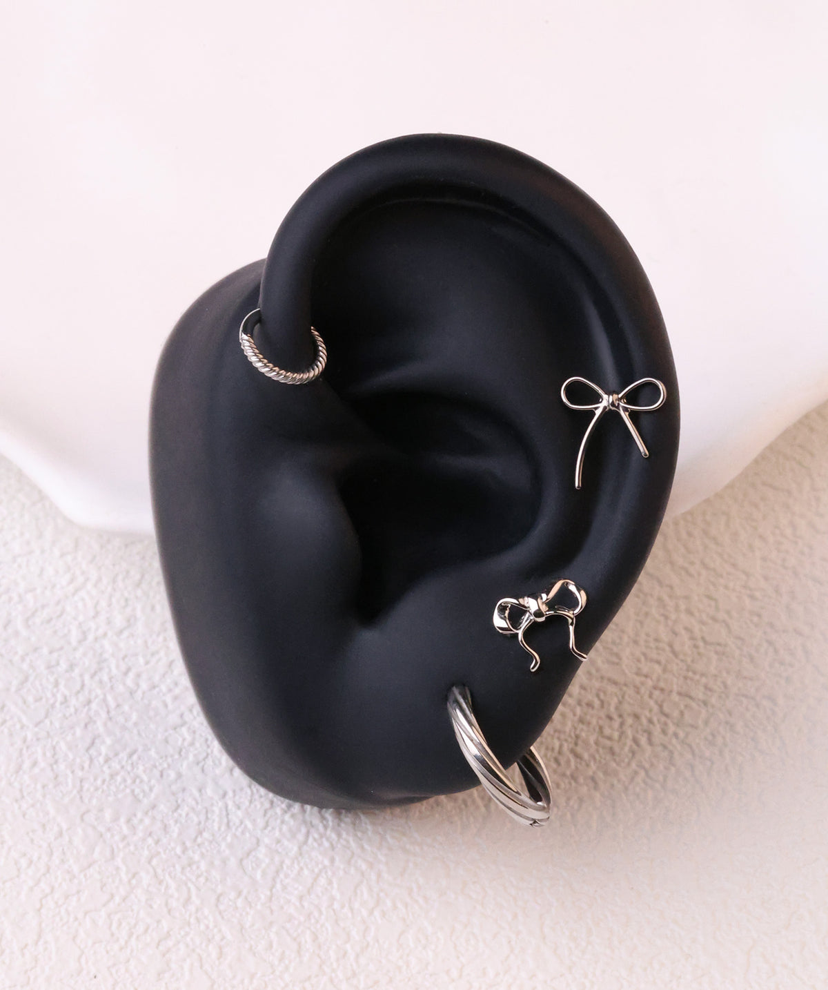 Naughty Bow Stud - Stainless Steel - Upper Lobe, Helix - Oumo Jewelry