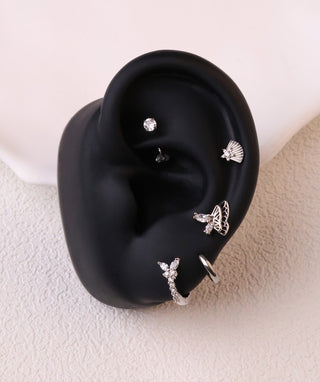 Titanium Fan-Shaped Star Flatback Stud - OumoJewelry