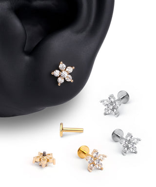 Sparkle Flower Flatback Stud - OumoJewelry