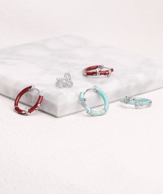 Enamel Bow Hoops - OumoJewelry