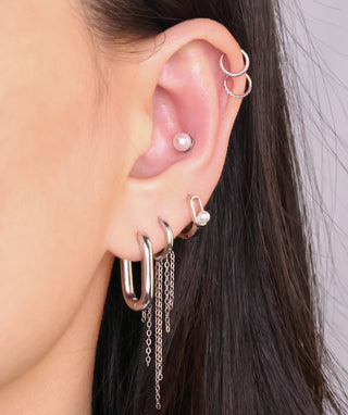 Titanium Pearl Flatback Stud - OumoJewelry