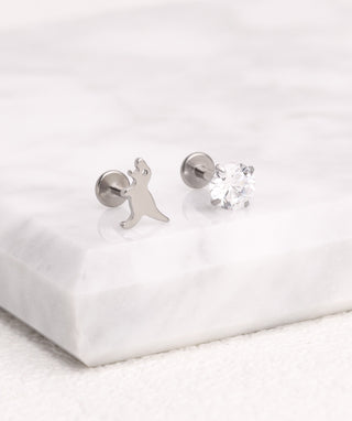 Titanium Dinosaur Flatback Stud - OumoJewelry