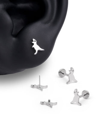 Titanium Dinosaur Flatback Stud - OumoJewelry