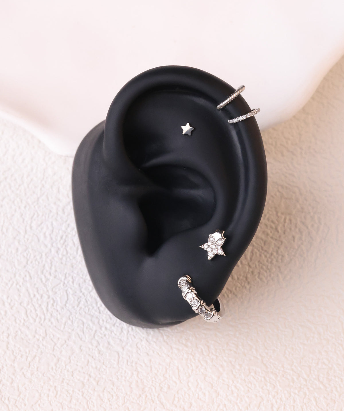 Double Star Stud - Stainless Steel - Upper Lobe, Helix, Flat - Oumo Jewelry
