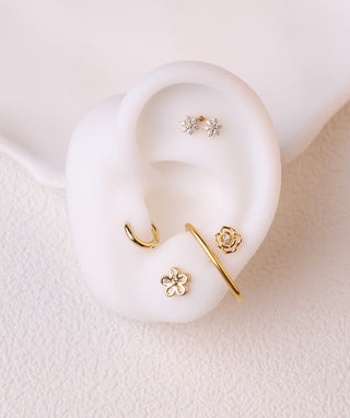 Titanium Rainbow Flower Flatback Stud - OumoJewelry