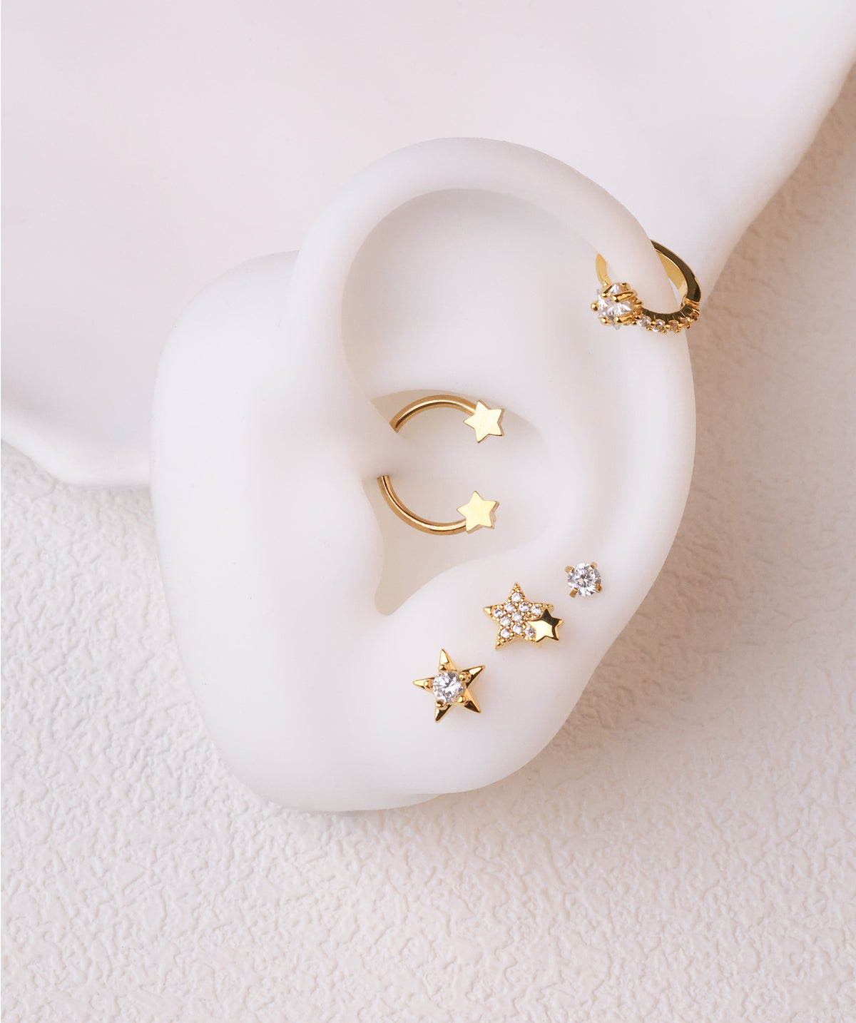 Star Hoop - Brass - Upper Lobe, Helix - Oumo Jewelry