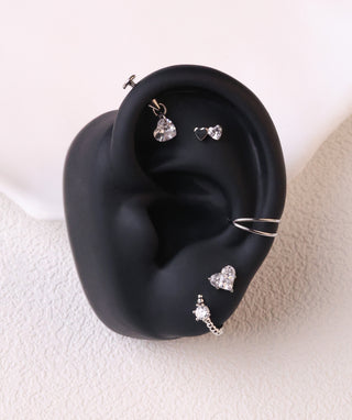 Titanium Double Love Flatback Stud - OumoJewelry