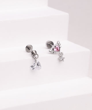 Heart & Star Flatback Drop - OumoJewelry