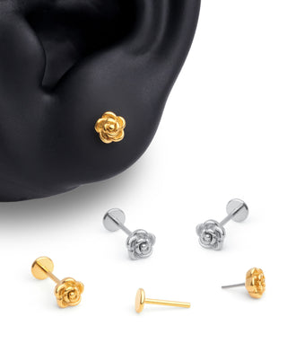 Rose Flatback Stud - OumoJewelry