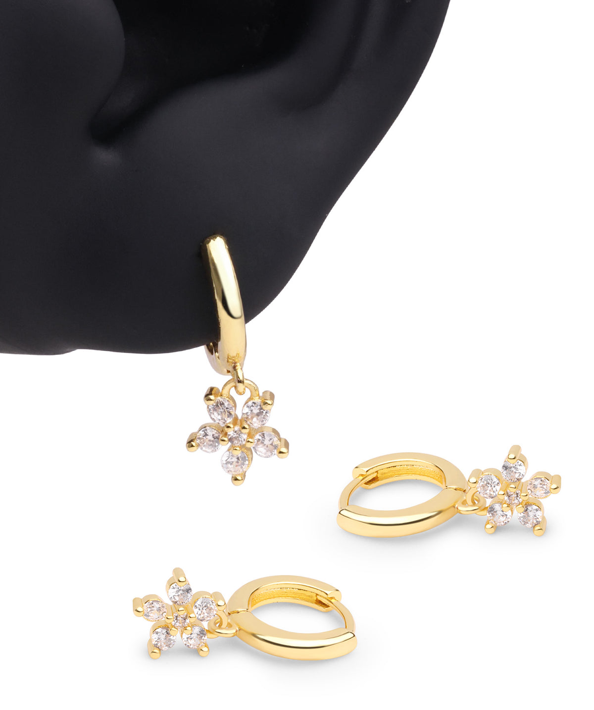 Gems Flower Drop - Brass - Lobe, Upper Lobe - Oumo Jewelry