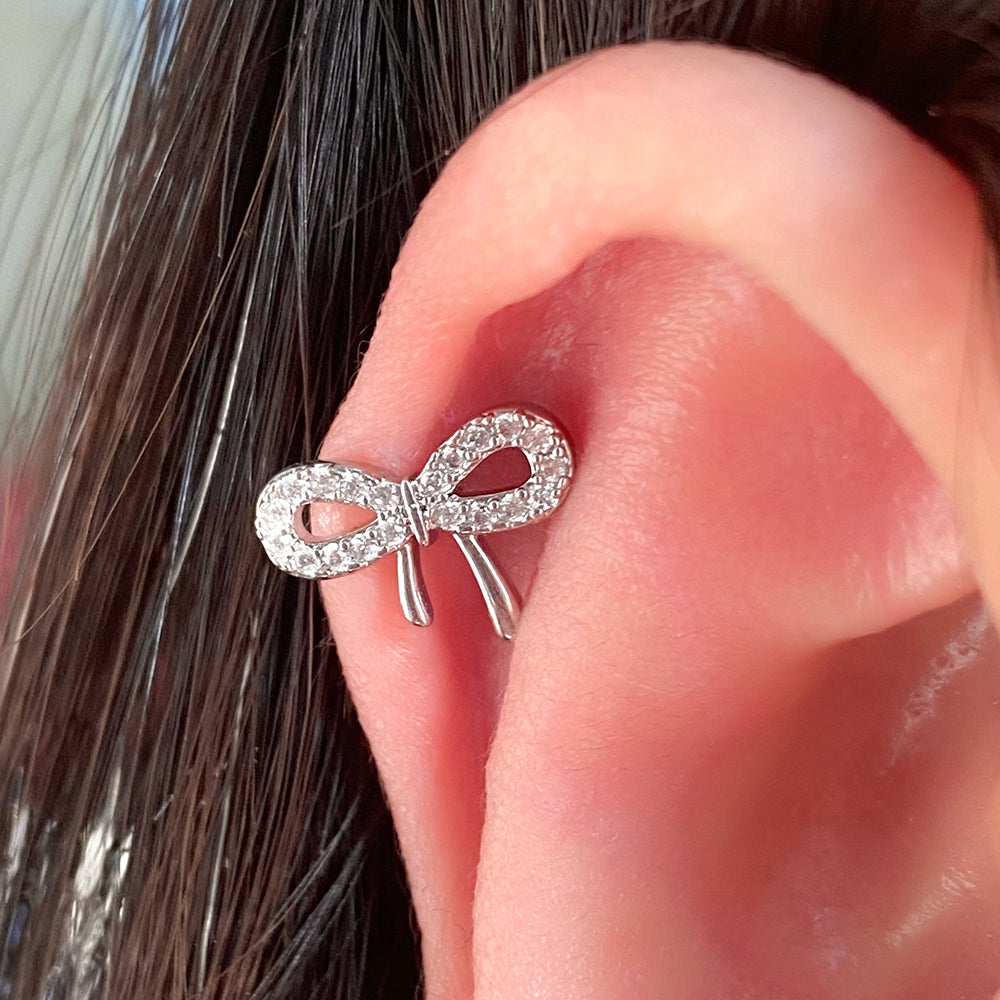 Charm Bow Stud - Stainless Steel - Upper Lobe, Helix - Oumo Jewelry