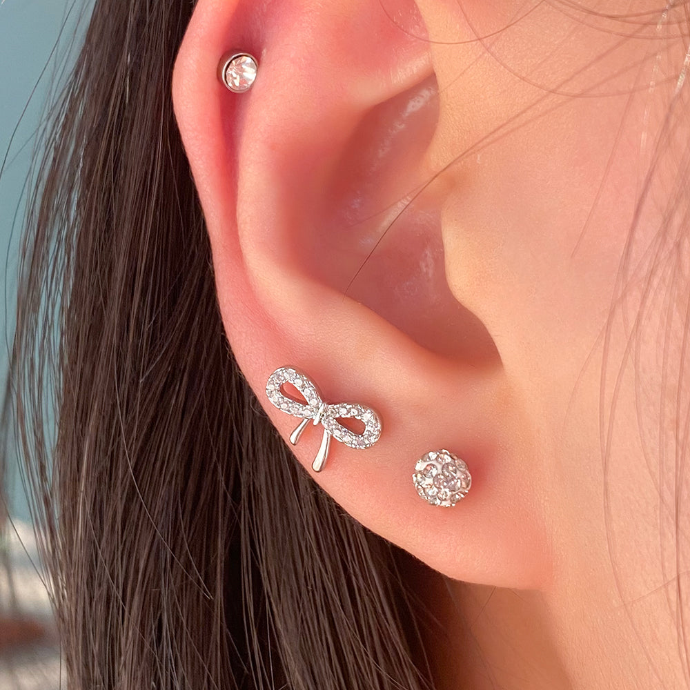 Charm Bow Stud - Stainless Steel - Upper Lobe, Helix - Oumo Jewelry