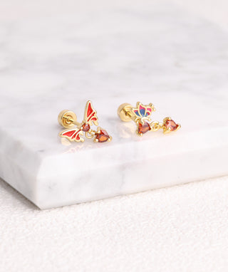 Enamel Butterfly Love Flatback Drop - OumoJewelry