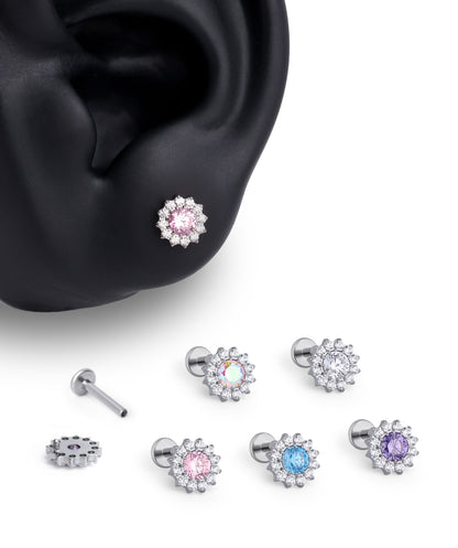 Titanium Charm Flower Stud