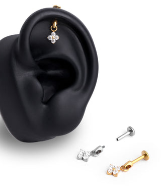 Titanium Flower Vertical Helix Flatback Stud - OumoJewelry