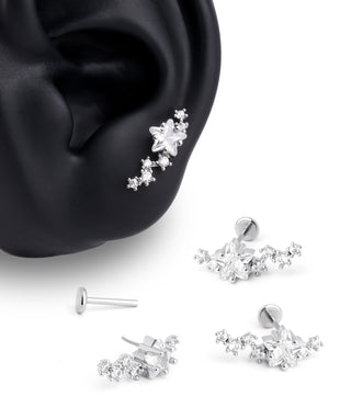 Dazzling Curved Star Flatback Stud - OumoJewelry