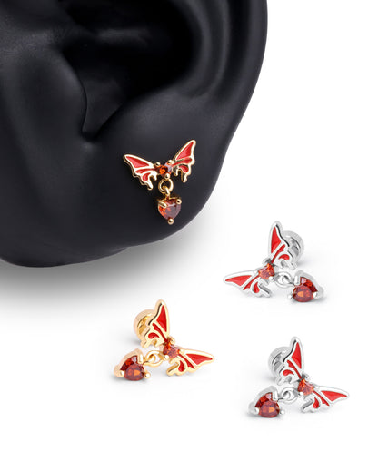 Enamel Butterfly Heart Drop