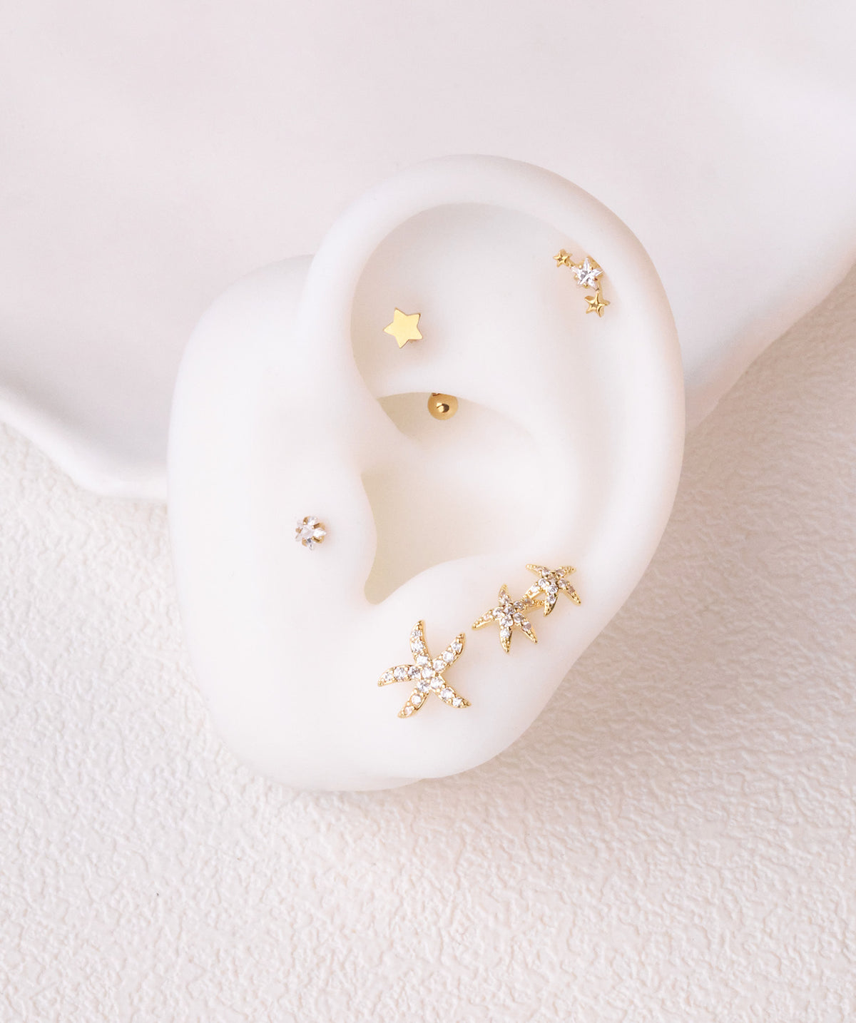 Funny Starfish Stud - Stainless Steel - Upper Lobe, Helix, Flat - Oumo Jewelry