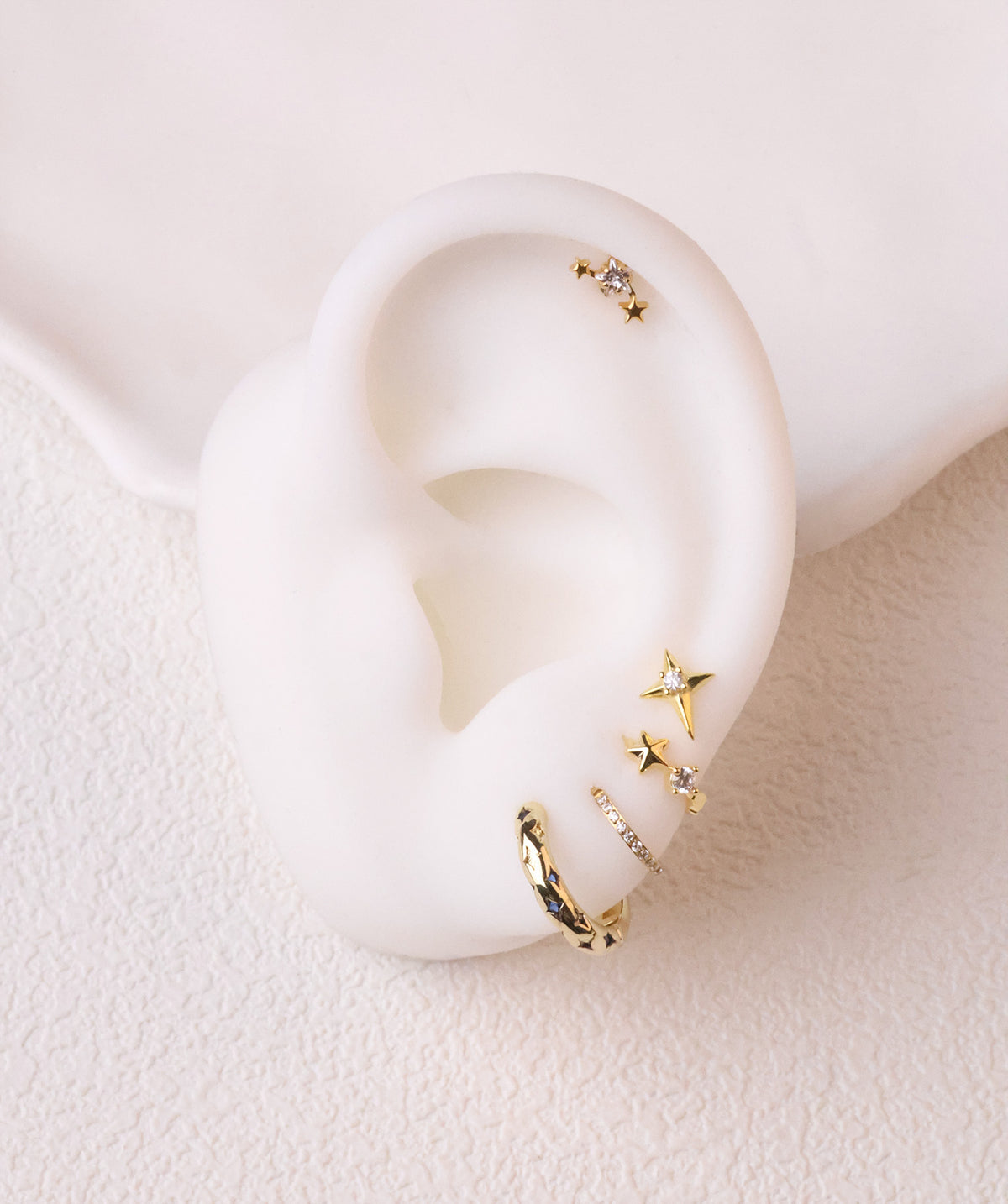 Star Twinkle Hoops - Brass - Oumo Jewelry