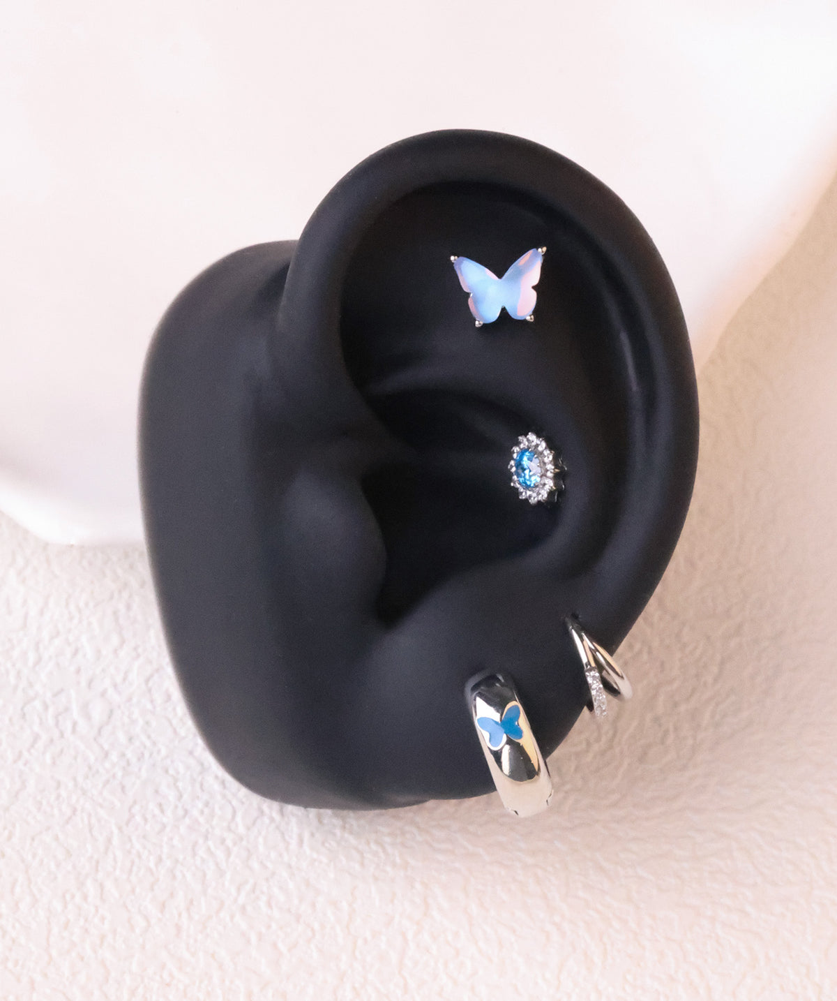 Enamel Butterfly Hoops - Brass - Oumo Jewelry
