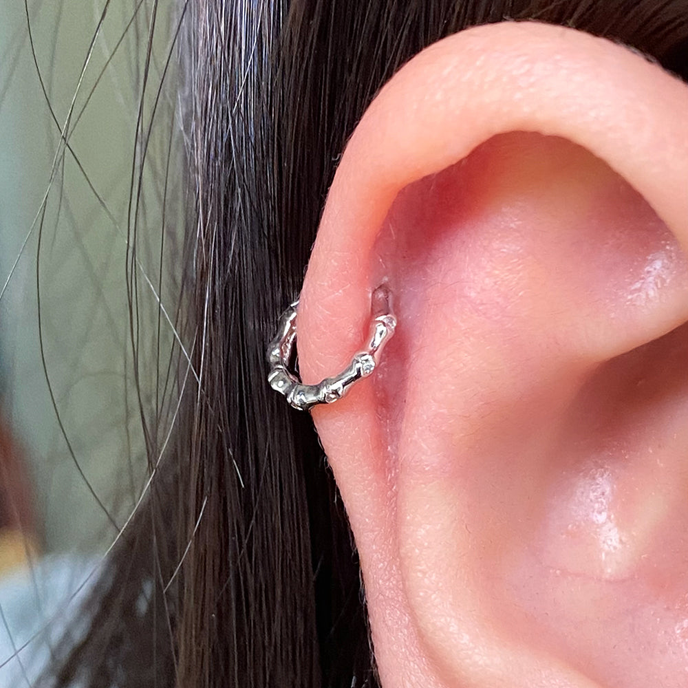Bamboo Helix Hoop - Brass - Upper Lobe, Helix - Oumo Jewelry