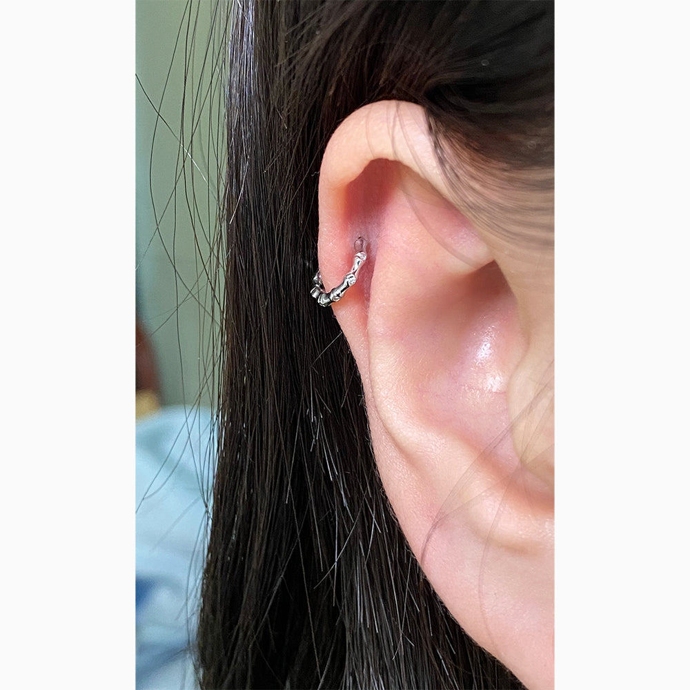 Bamboo Helix Hoop - Brass - Upper Lobe, Helix - Oumo Jewelry