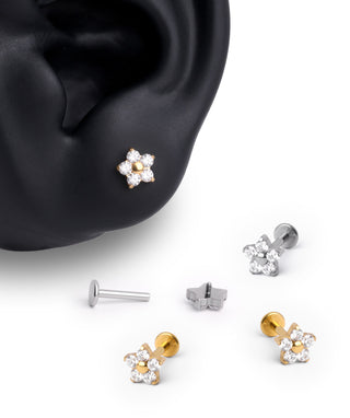 Titanium Flower Flatback Stud - OumoJewelry