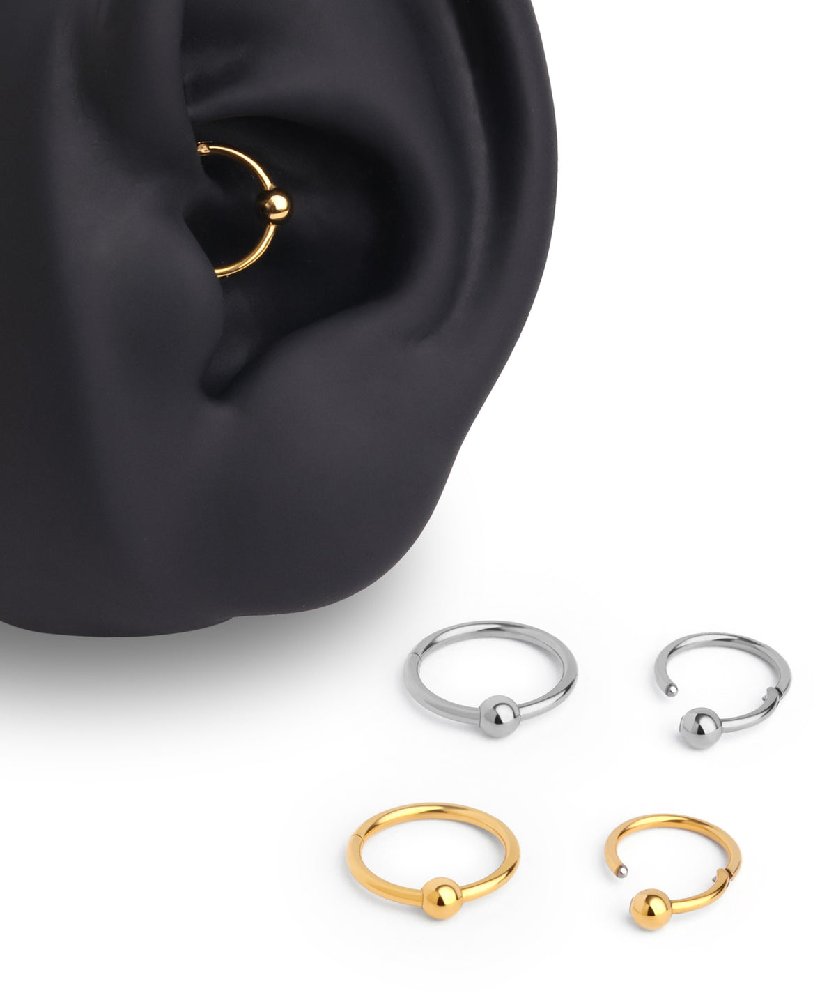 Classic Clicker Hoop - Stainless Steel - Upper Lobe, Conch, Tragus - Oumo Jewelry