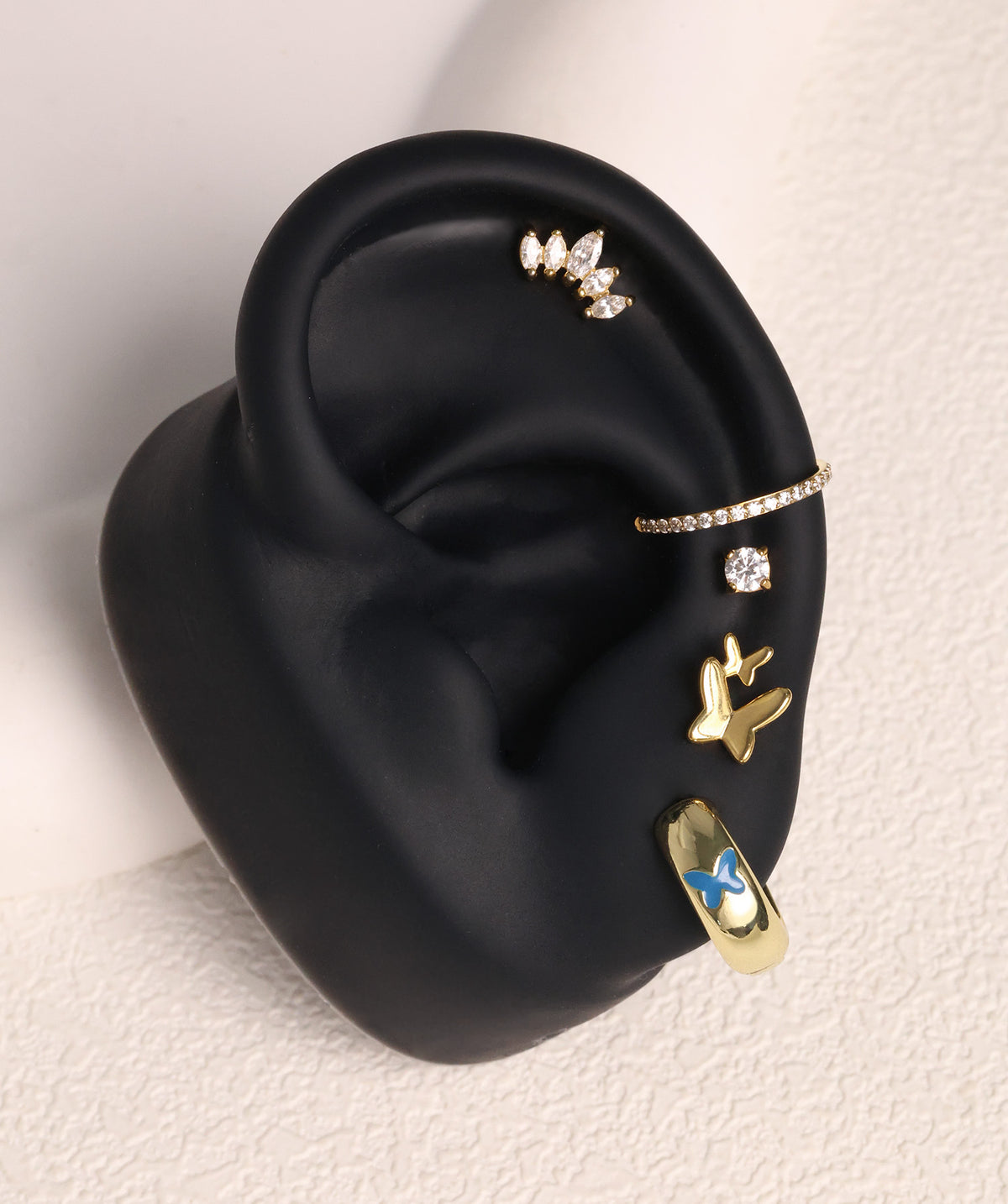 Enamel Butterfly Hoops - Brass - Oumo Jewelry