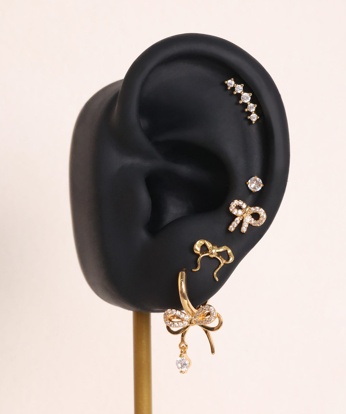 Sweet Bow Drop - Brass - Upper Lobe, Lobe - Oumo Jewelry
