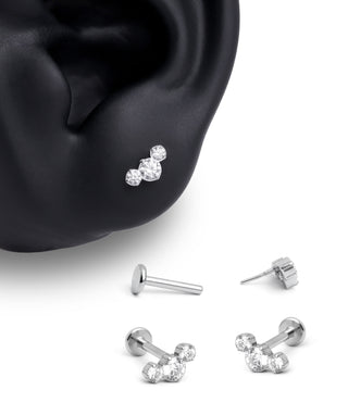 Titanium Gem Curved Flatback Stud - OumoJewelry