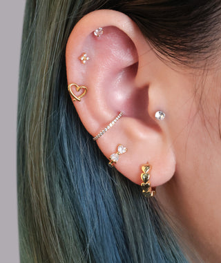 Hollow Cross Heart Flatback Stud - OumoJewelry