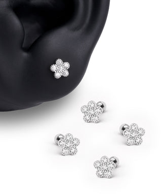 Sparkle Charm Flower Stud - OumoJewelry