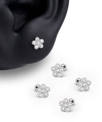 Sparkle Charm Flower Stud - OumoJewelry