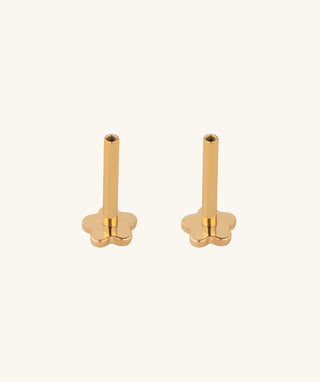 Flower Internal Threaded Flat Back Post (Titanium) - OumoJewelry