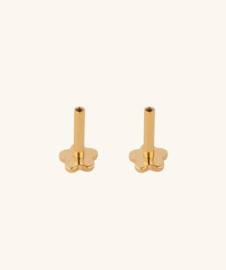 Flower Internal Threaded Flat Back Post (Titanium) - OumoJewelry