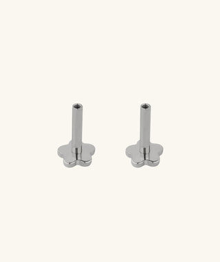 Flower Internal Threaded Flat Back Post (Titanium) - OumoJewelry