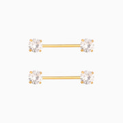 Basic Gem Nipple Rings - Stainless Steel - Oumo Jewelry