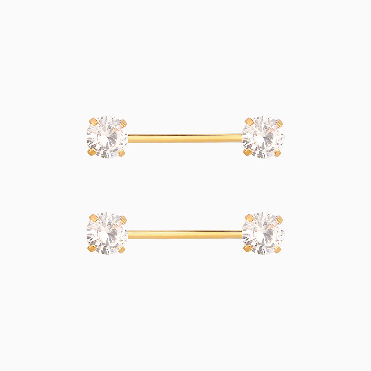 Basic Gem Nipple Rings - Stainless Steel - Oumo Jewelry